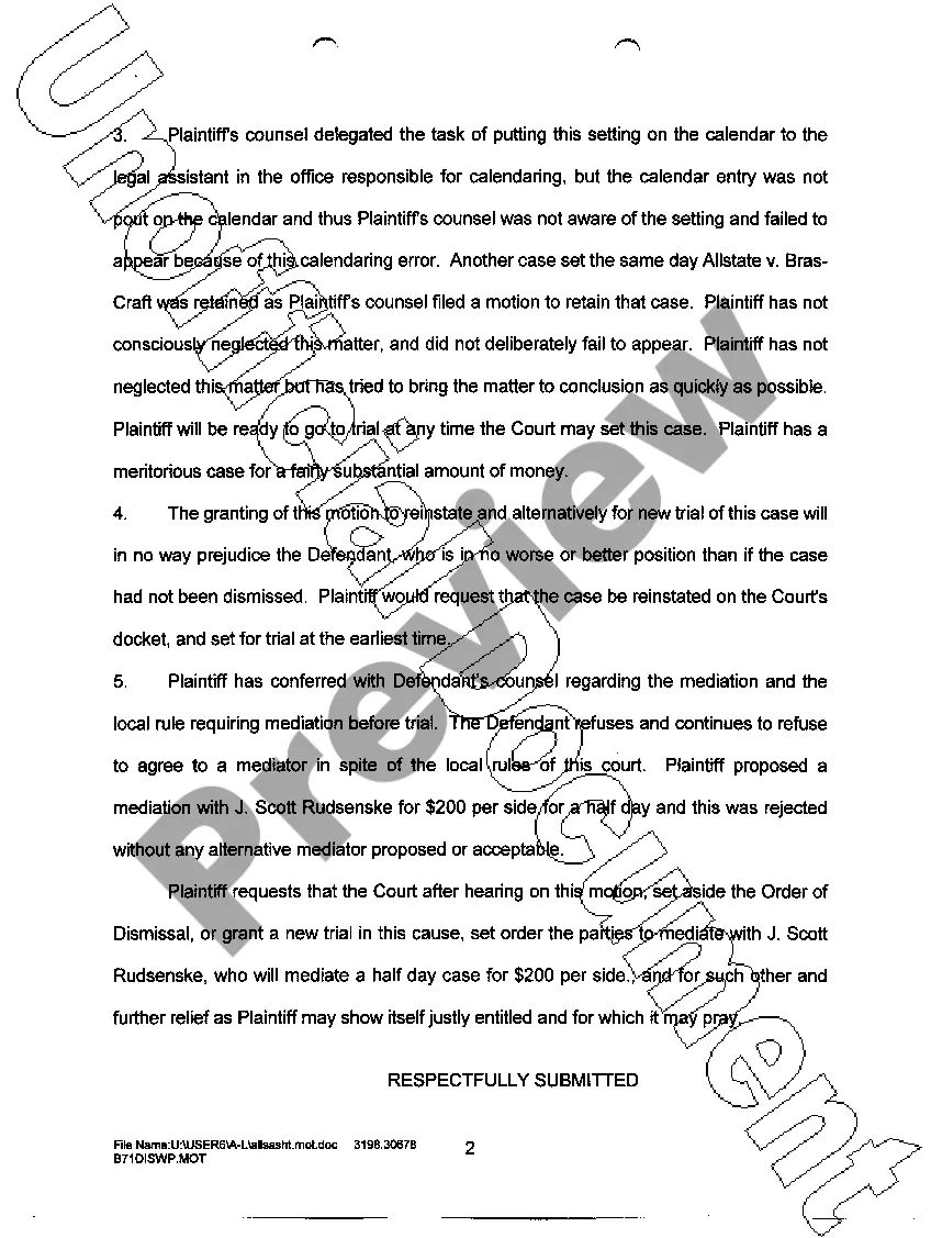 Preview A08 Plaintiffs Motion To Set Aside Dismissal