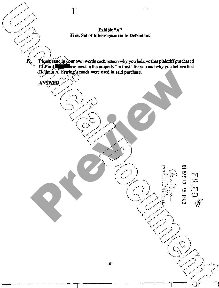 Get A11 First Set of Interrogatories To Defendant Preview A11 First Set of Interrogatories To Defendant