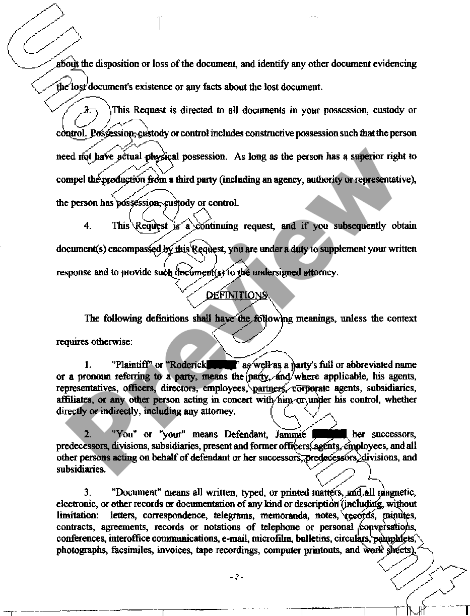 Texas plaintiffs first request for production us legal forms