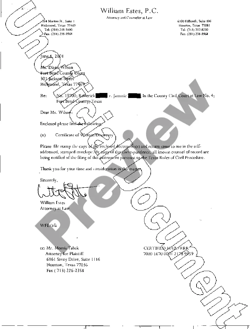 Get A15 Certificate of Written Discovery Preview A15 Certificate of Written Discovery