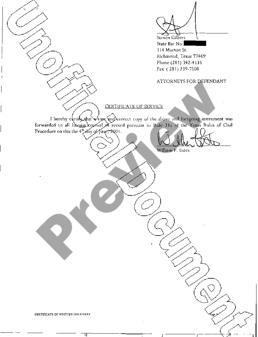 Get A15 Certificate of Written Discovery Preview A15 Certificate of Written Discovery