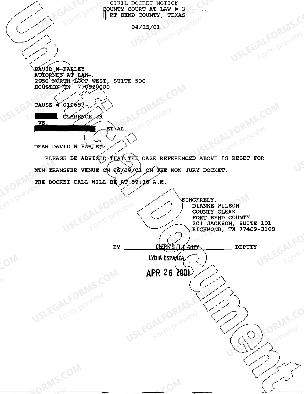 Preview A07 Civil Docket Notice Letter