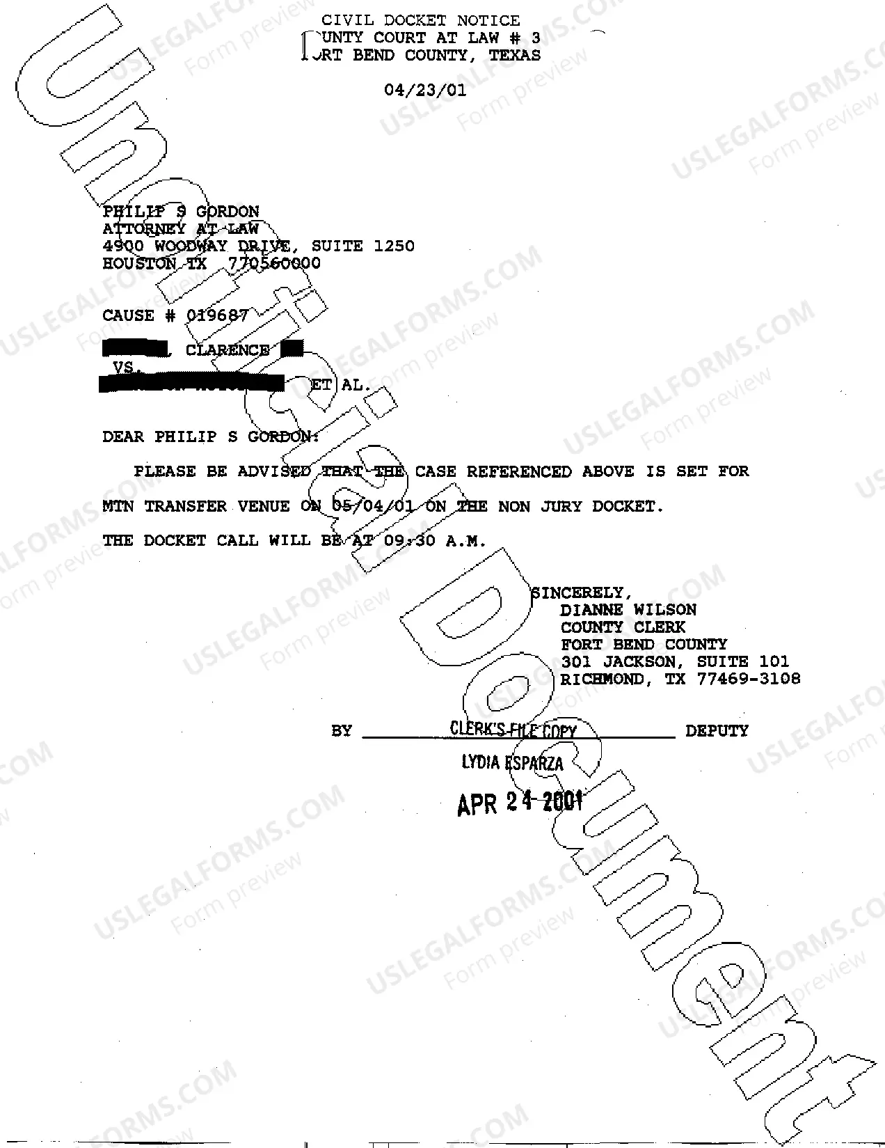 Preview A07 Civil Docket Notice Letter