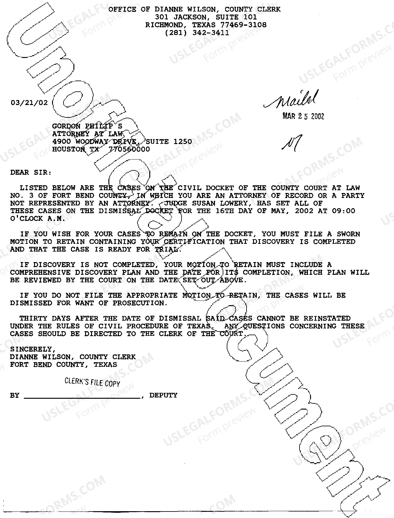 Preview A07 Civil Docket Notice Letter