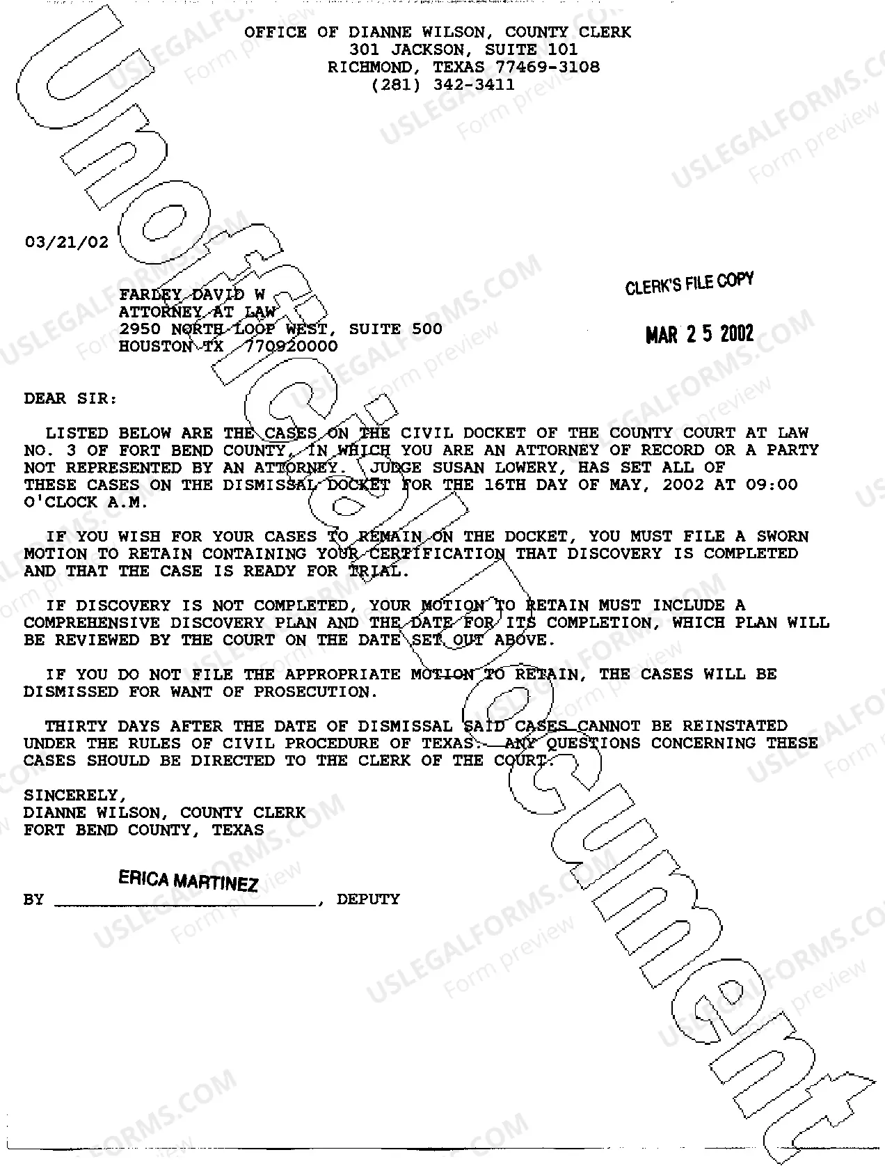 Preview A07 Civil Docket Notice Letter