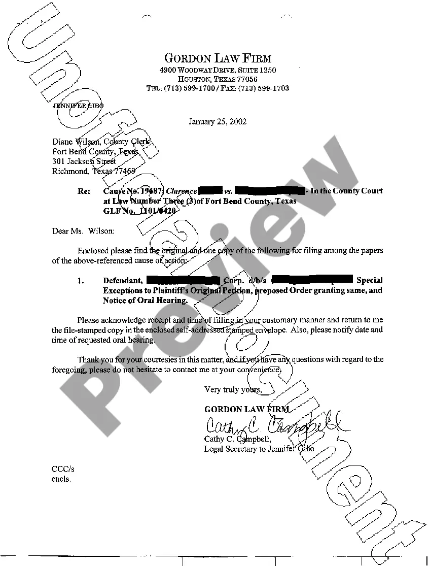 Preview A18 Defendants Special Exceptions To Petition