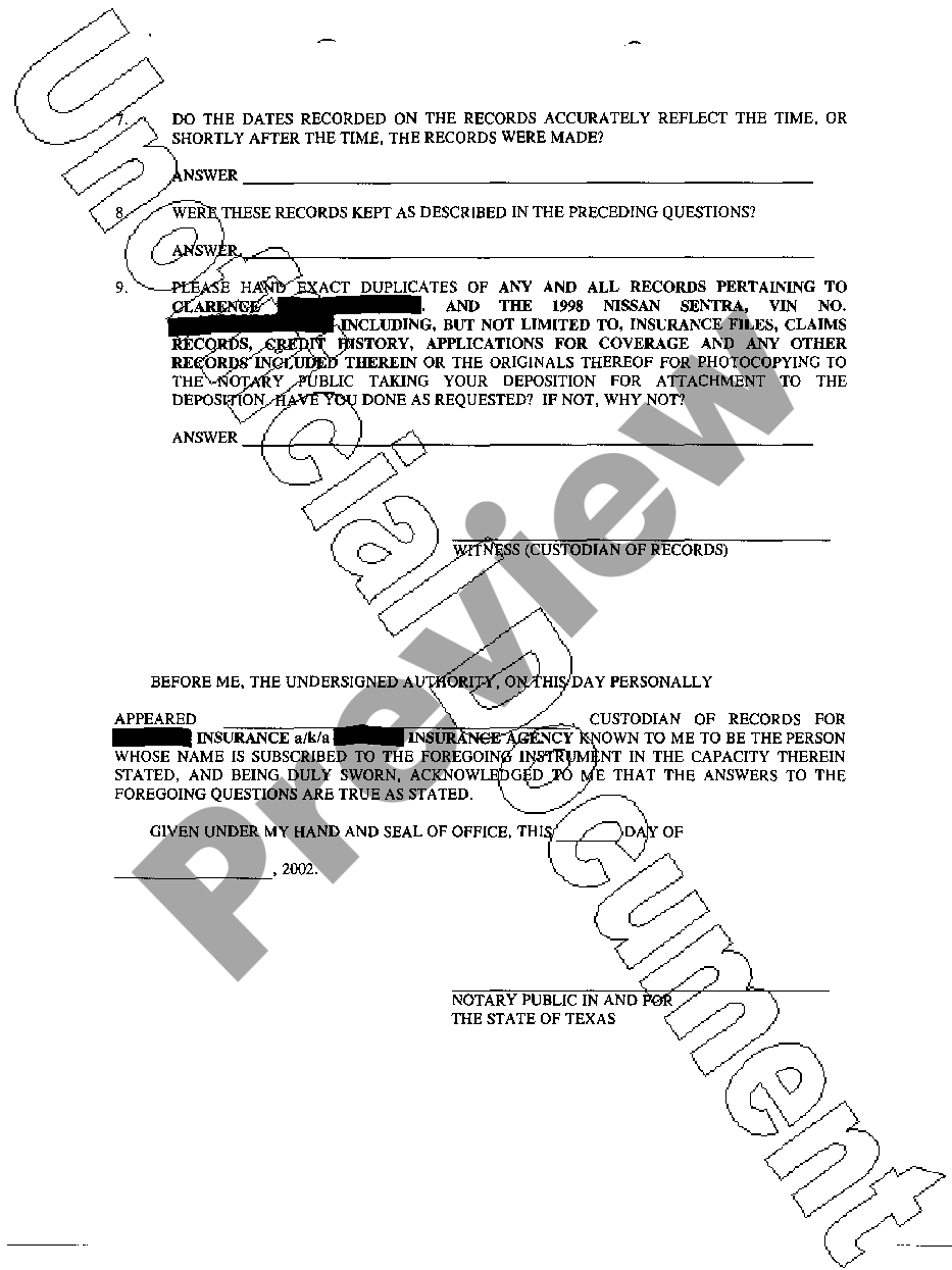 Amarillo Texas Notice Of Deposition Upon Written Questions - Sample ...