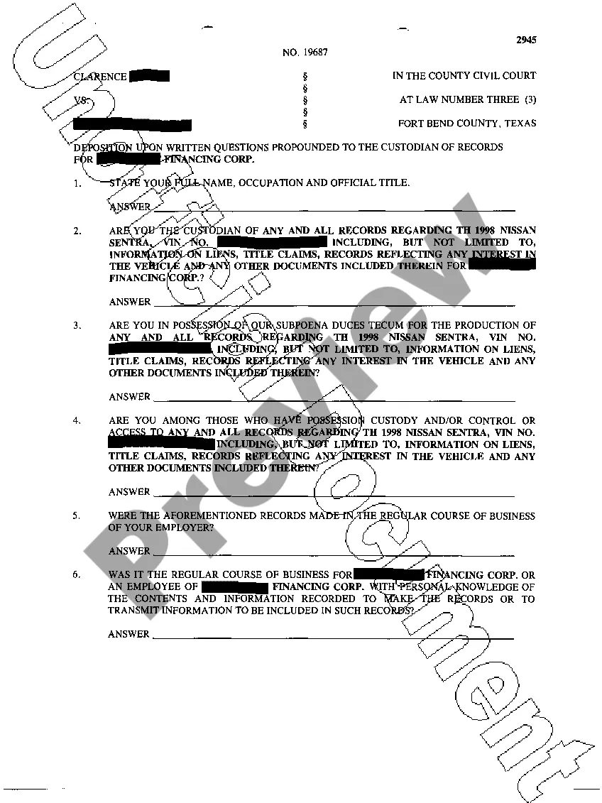 Get A34 Notice of Deposition Upon Written Questions Preview A34 Notice of Deposition Upon Written Questions