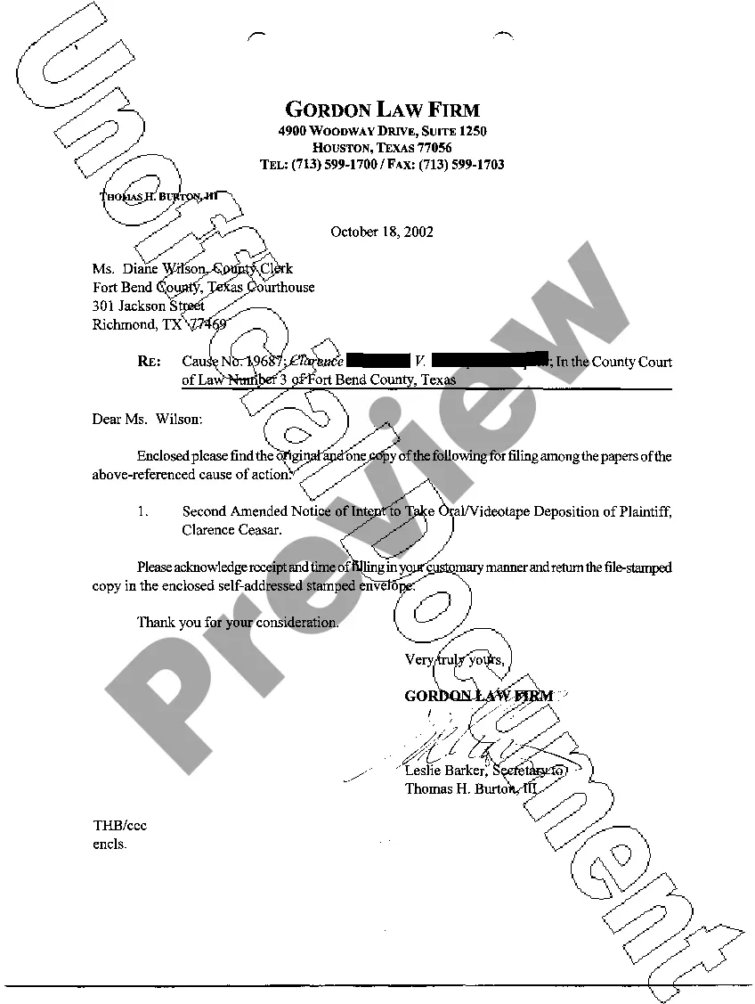 Preview A36 Defendants Second Amended Notice of Intent To Take Deposition