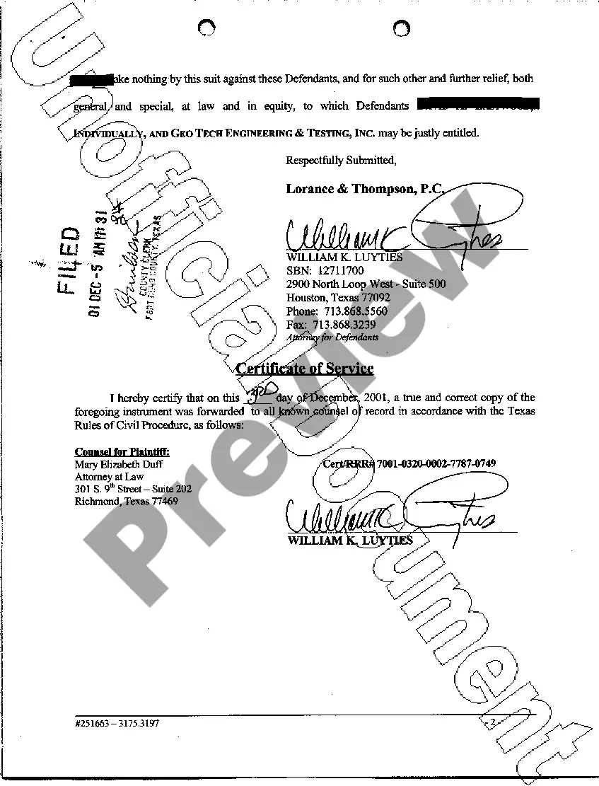 Preview A05 Defendant's Answer