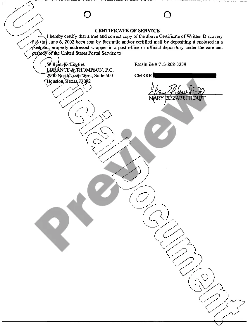 Preview A14 Plaintiff's Certificate of Written Discovery