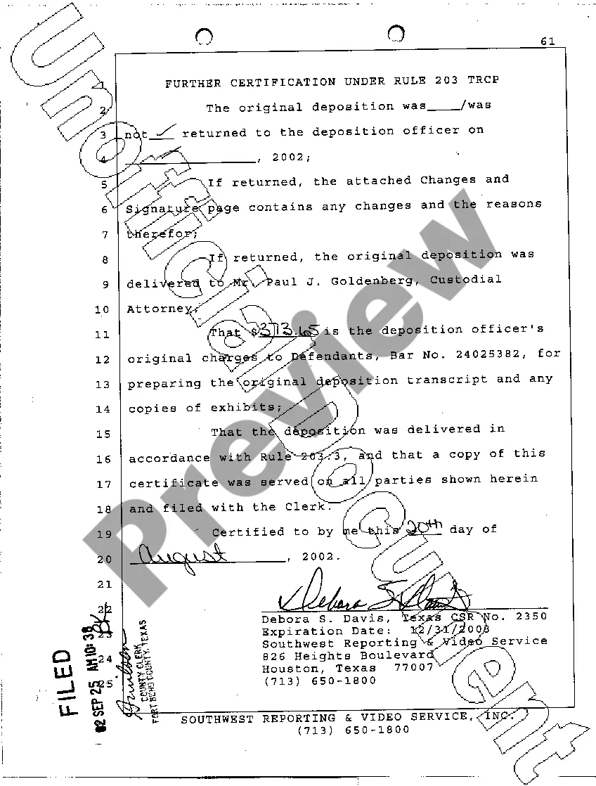 Get A16 Certificate of Deposition Preview A16 Certificate of Deposition