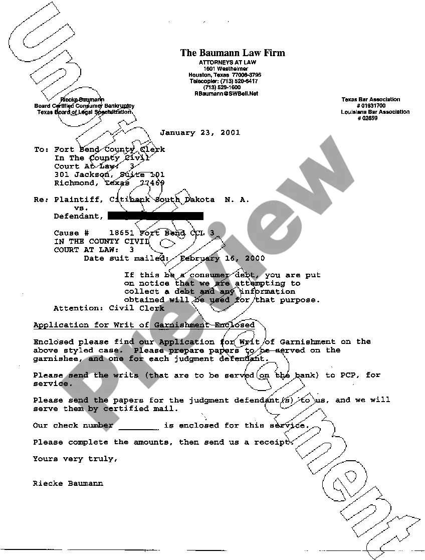 Preview A01 Petition Writ of Garnishment