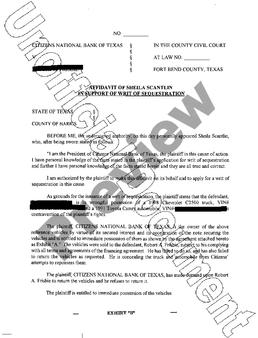 Preview A01 Application For Writ of Sequestration