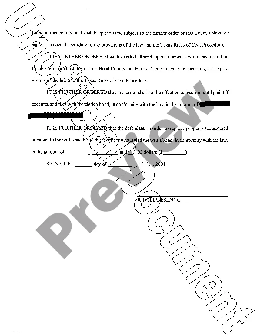 Preview A03 Order Granting Application For Writ of Sequestration