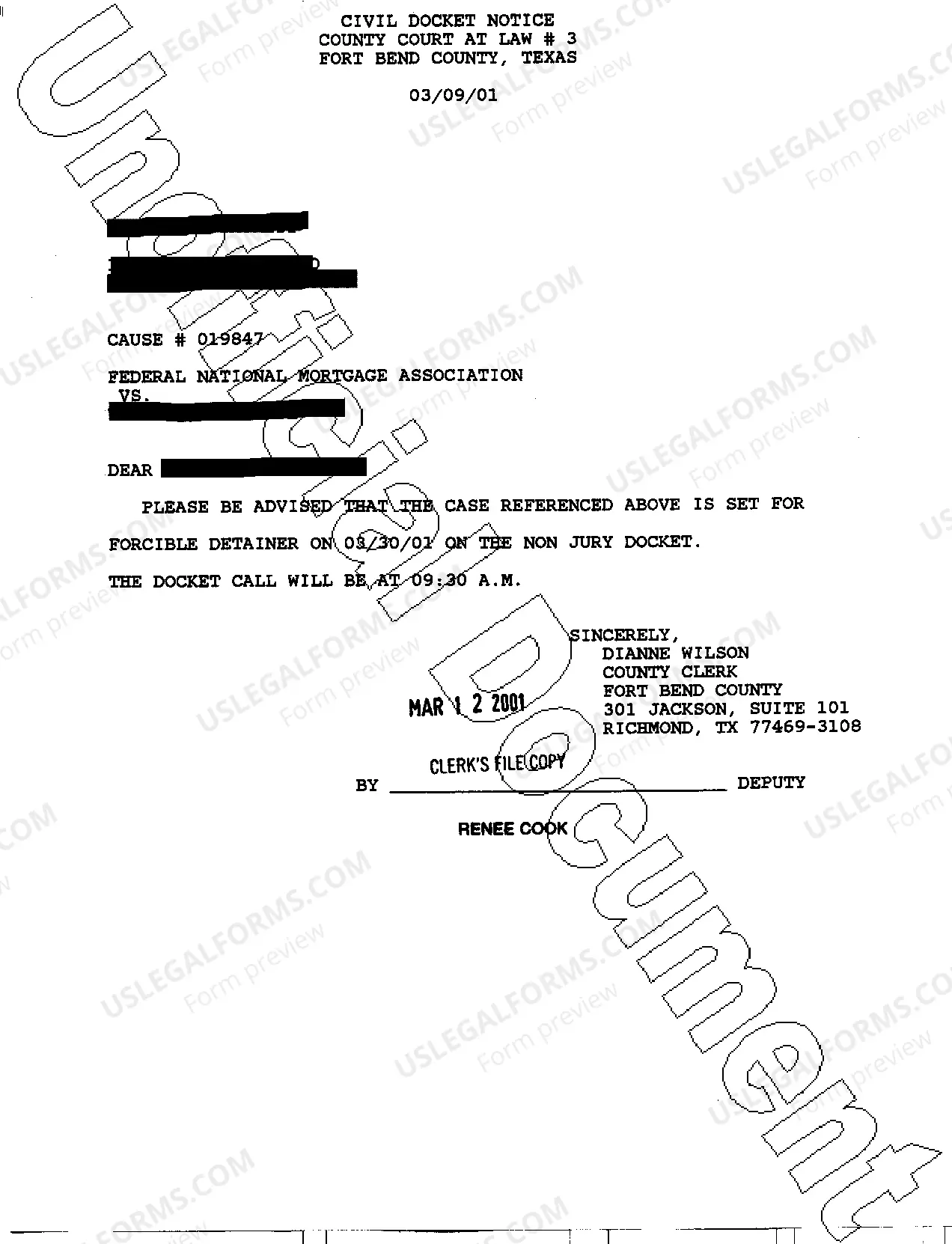 Preview A04 Civil Docket Notice Letter