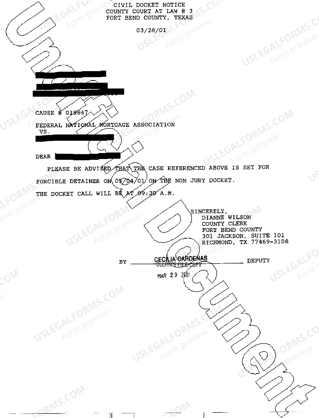 Preview A04 Civil Docket Notice Letter