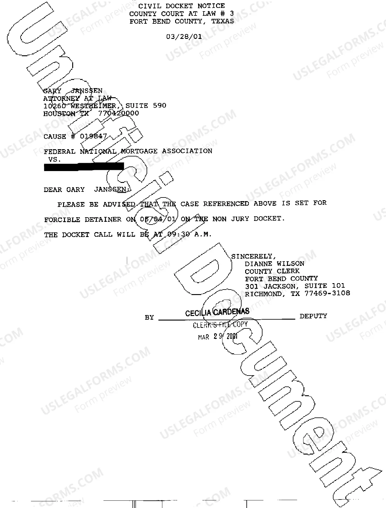 Preview A04 Civil Docket Notice Letter