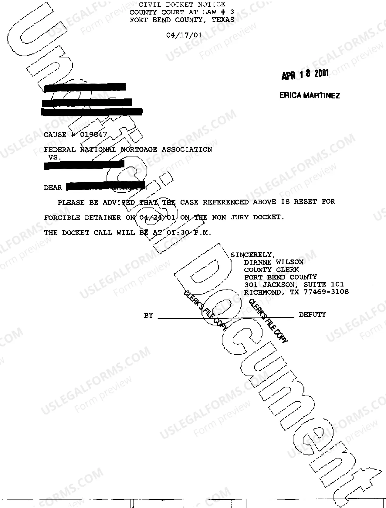 Preview A04 Civil Docket Notice Letter