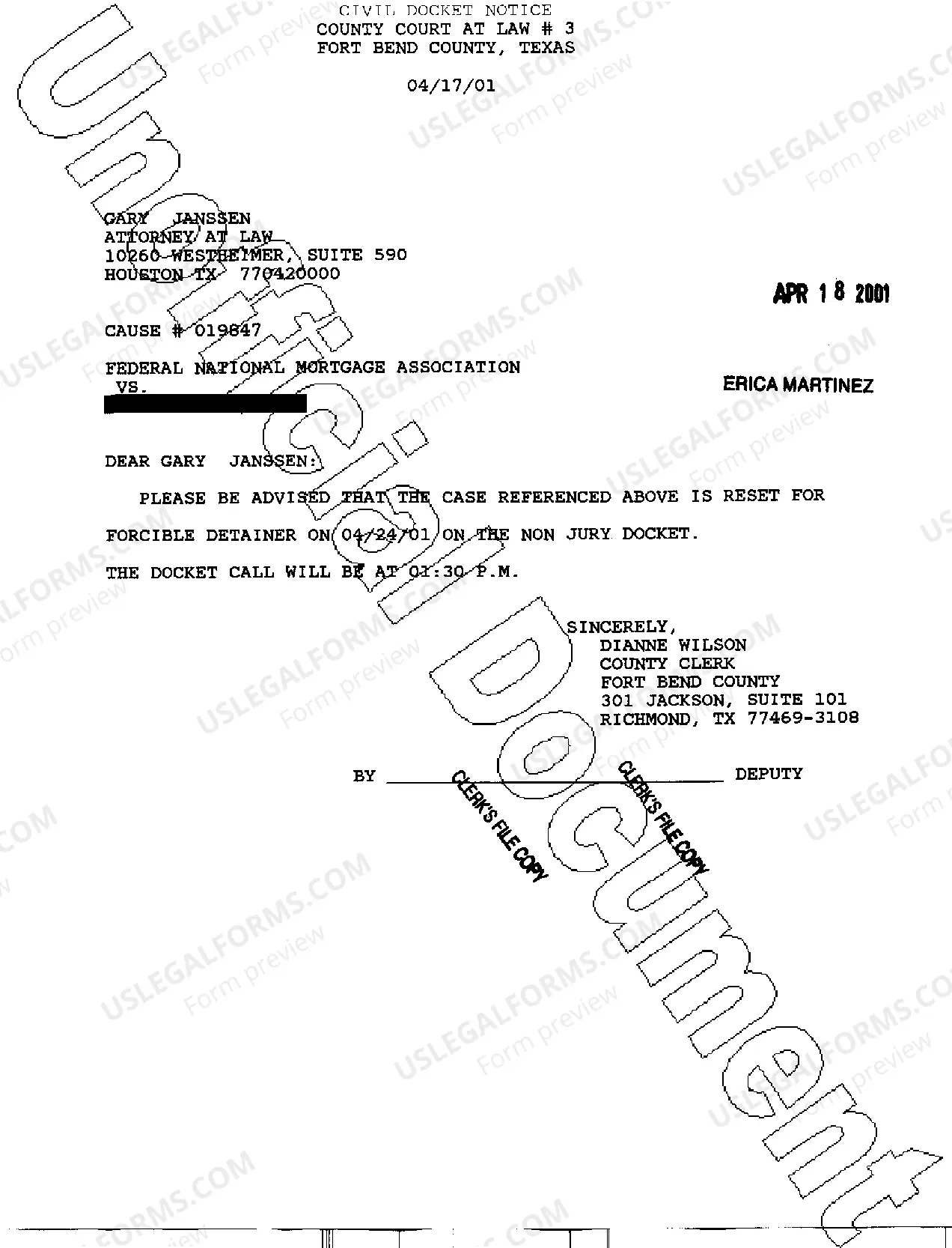 Preview A04 Civil Docket Notice Letter