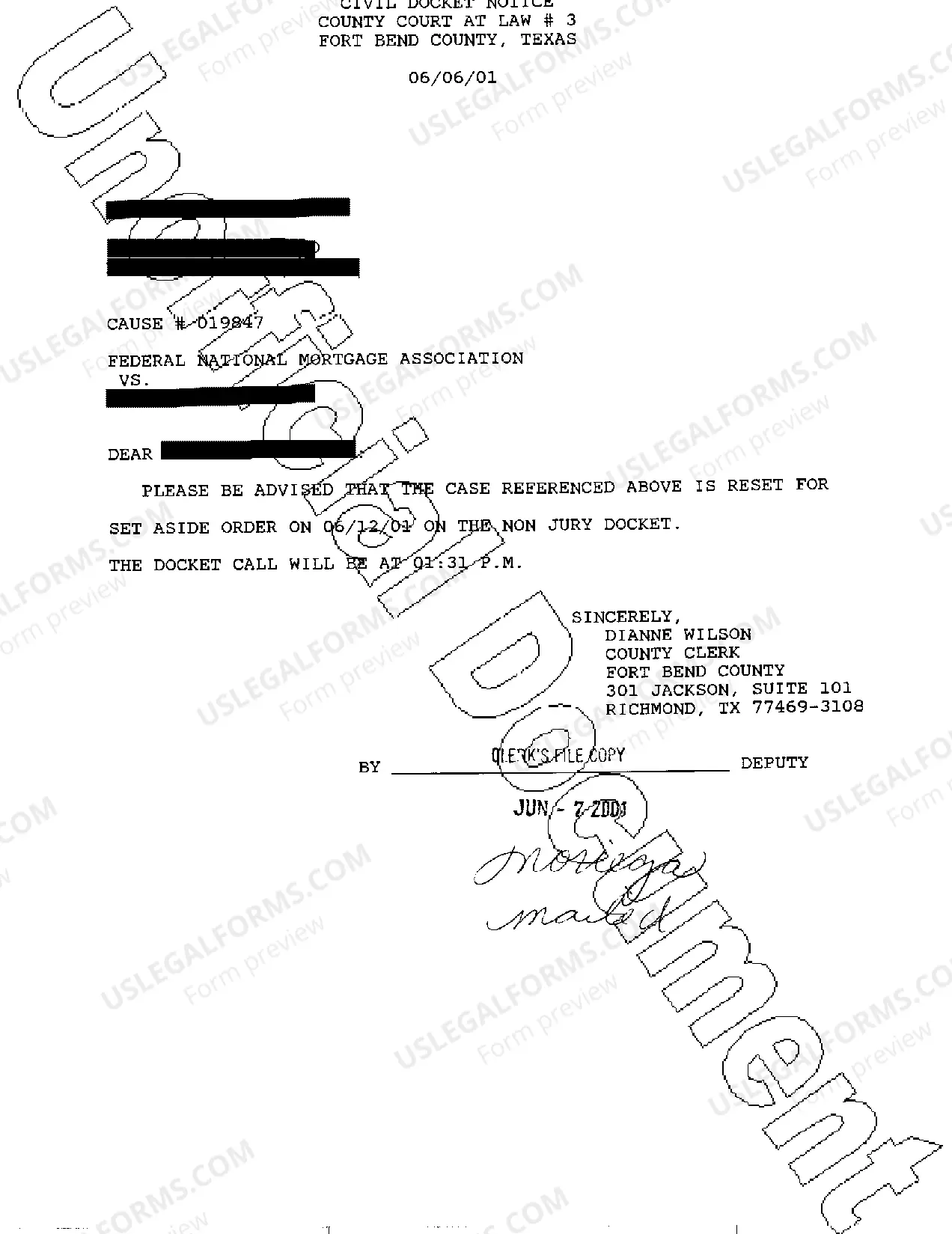 Preview A04 Civil Docket Notice Letter