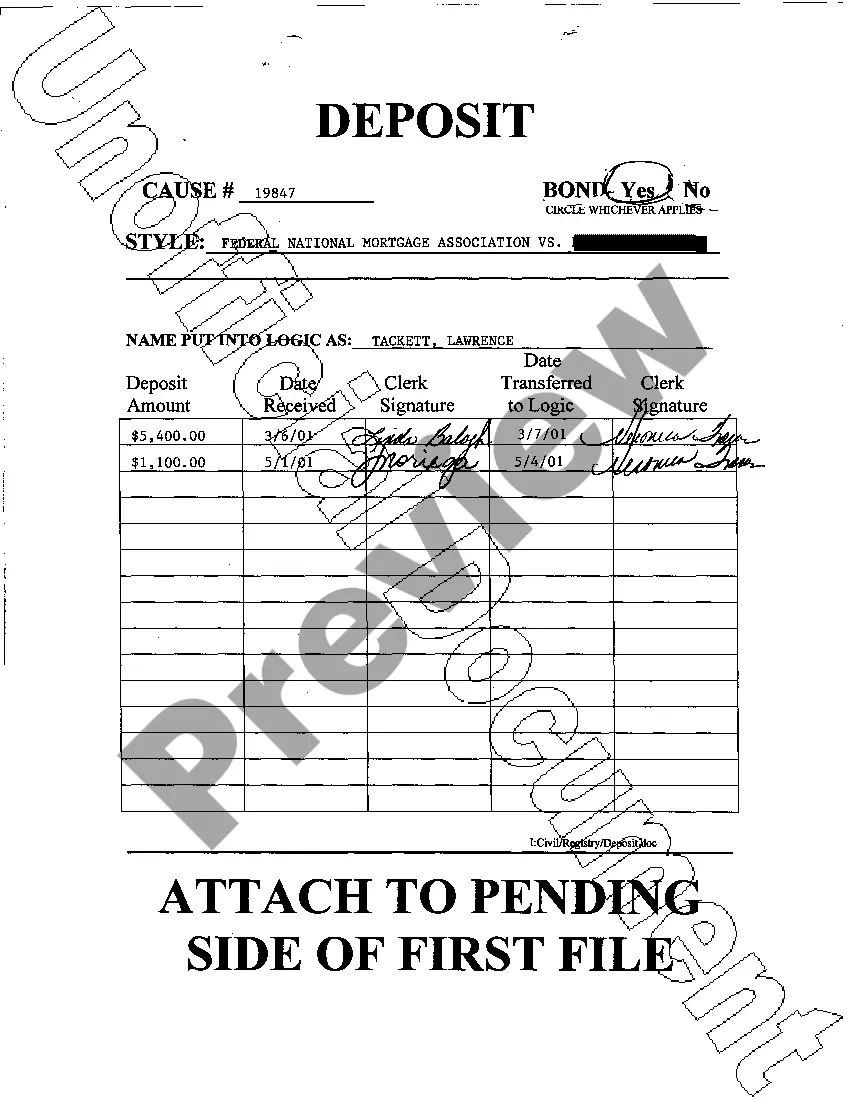 Get A13 Certificate of Cash Deposit In Lieu of Bond Preview A13 Certificate of Cash Deposit In Lieu of Bond