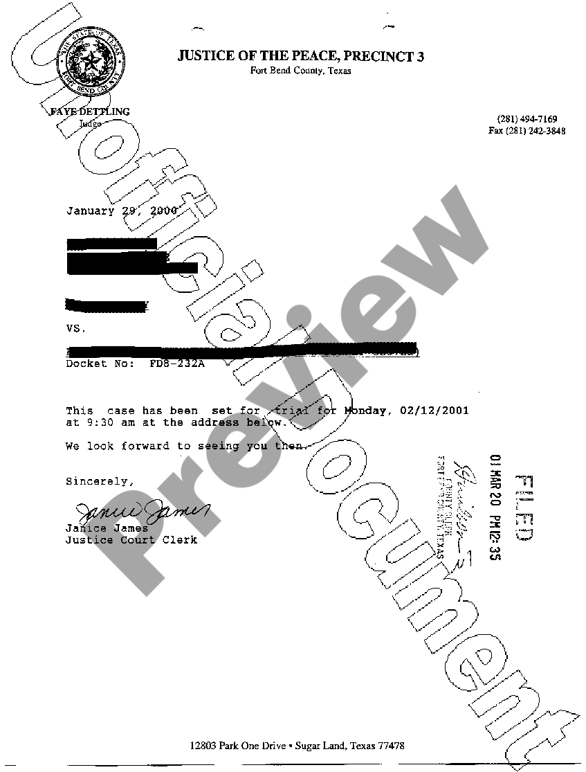 Harris Texas Appeal Transcript, including original eviction US Legal