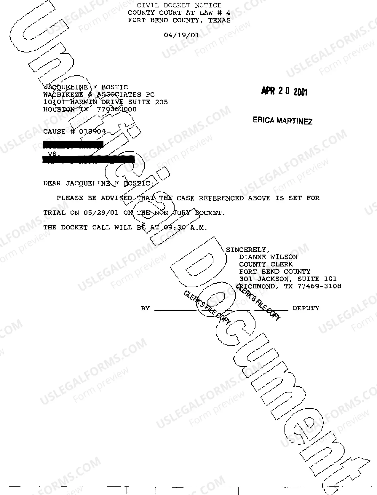 Preview A05 Civil Docket Notice