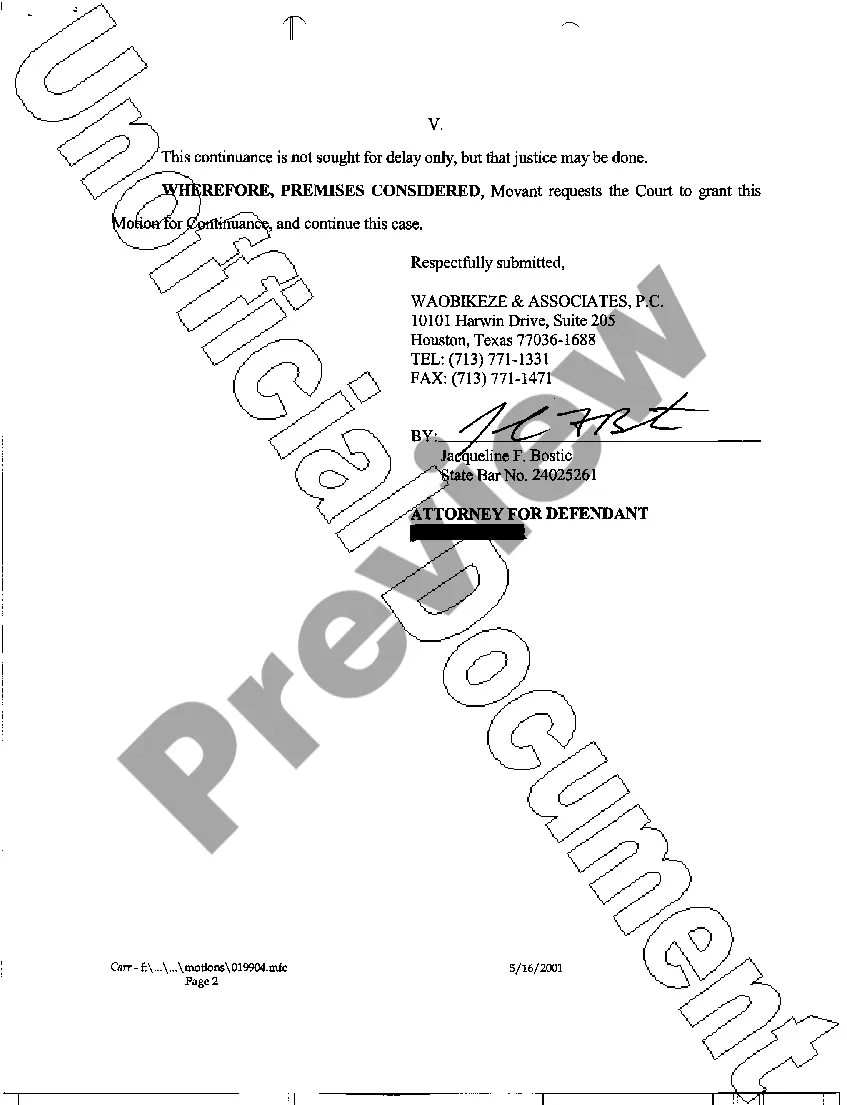 Get A07 Motion for Continuance Preview A07 Motion for Continuance