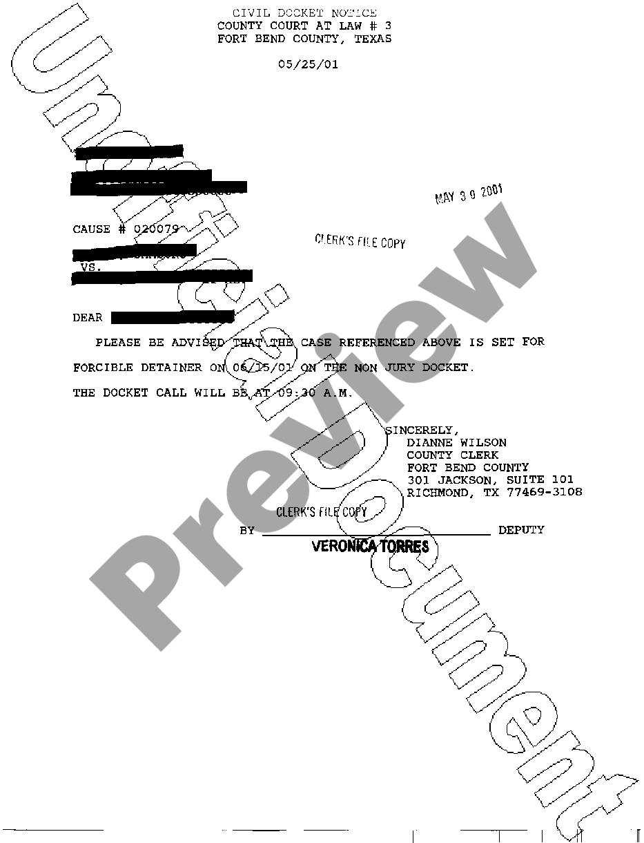 Texas Civil Docket Notice US Legal Forms Texas Civil Docket Notice US Legal Forms