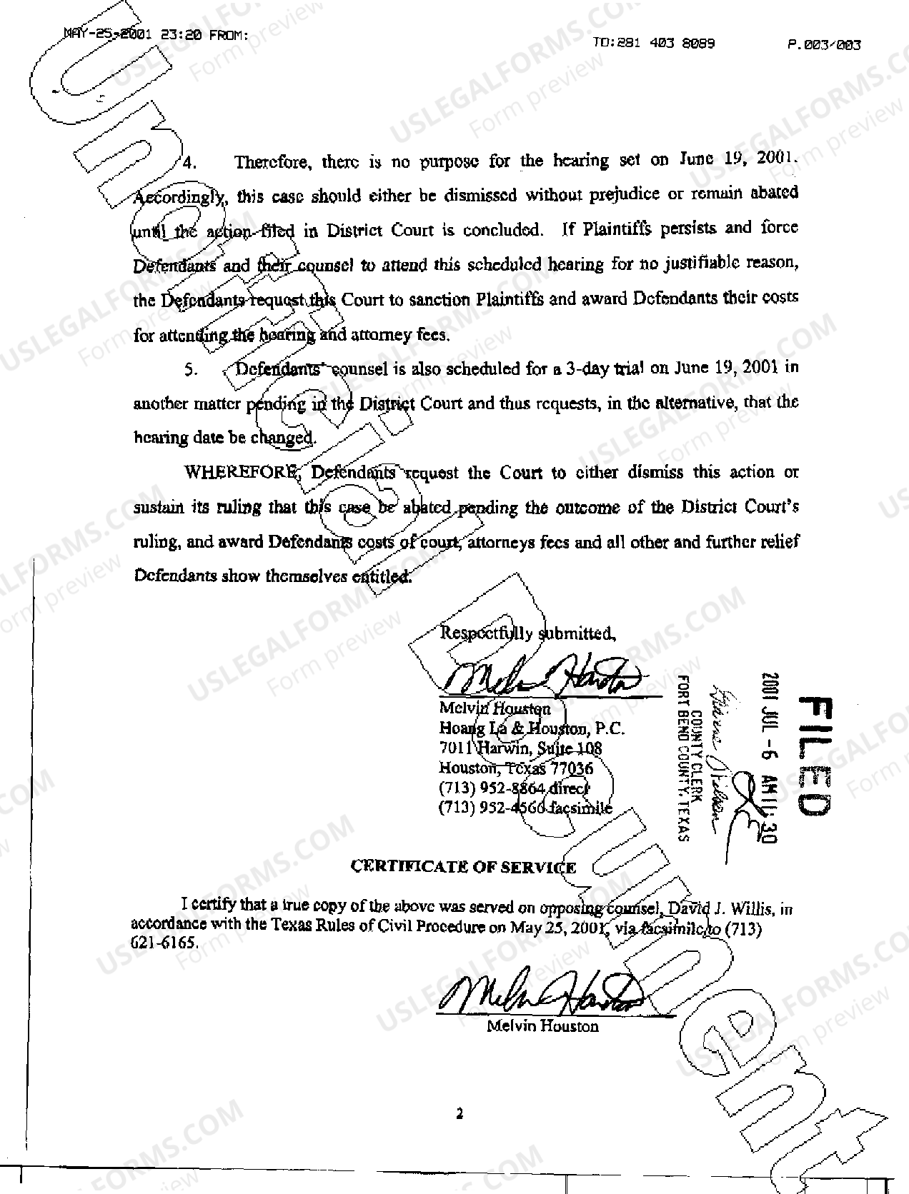 Plano Texas Certificate of Transcript regarding title proceeding US