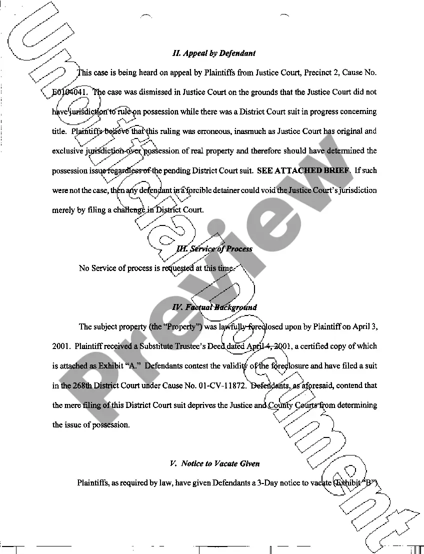 Preview A07 First Amended Complaint for Forcible Detainer