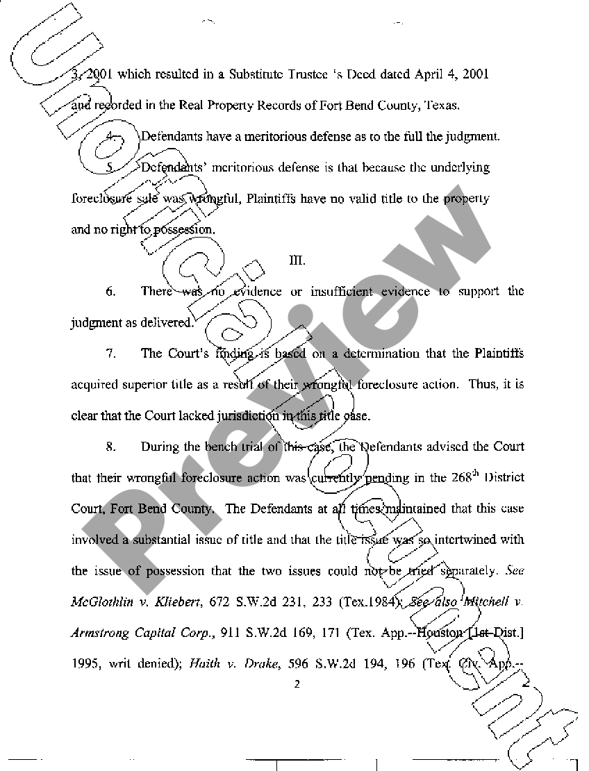 Austin Texas Motion for Reconsideration and New Trial US Legal Forms