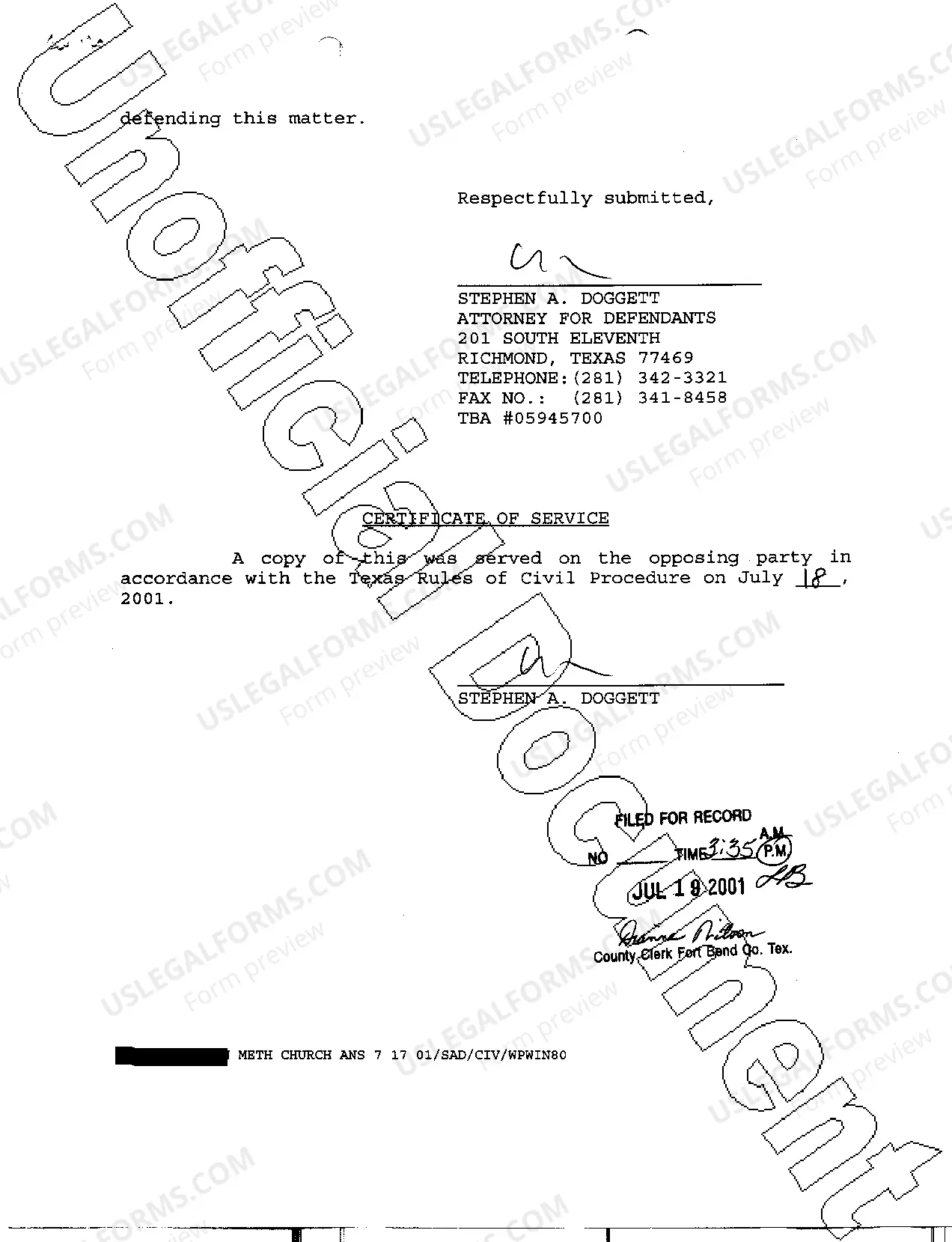 Preview A03 Defendant's Original Answer