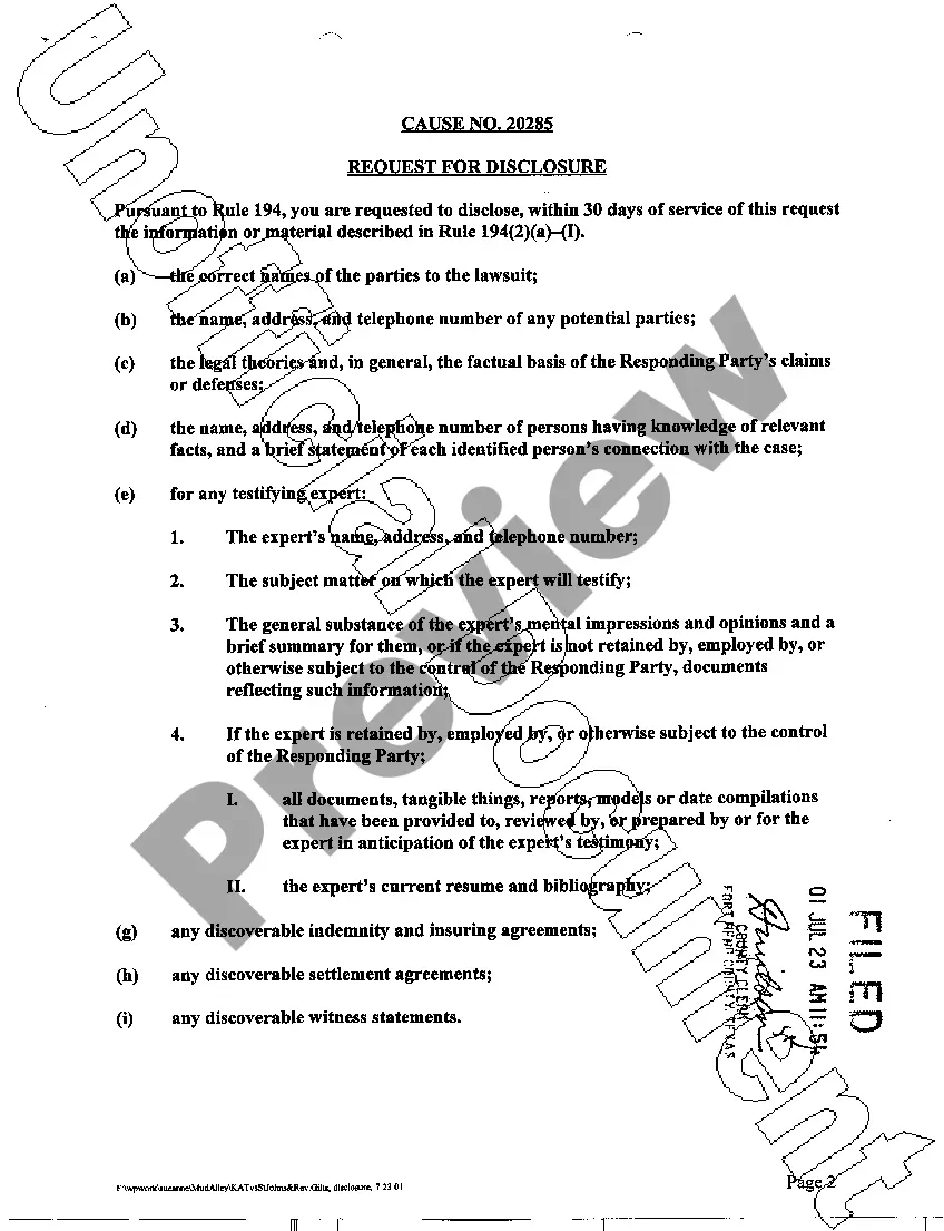 Get A06 Plaintiff's Request for Disclosure Preview A06 Plaintiff's Request for Disclosure