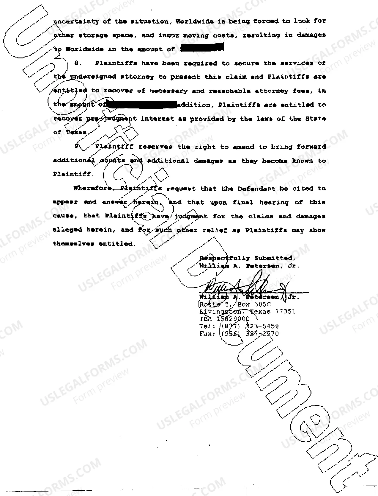 Preview A01 Plaintiff's Original Petition