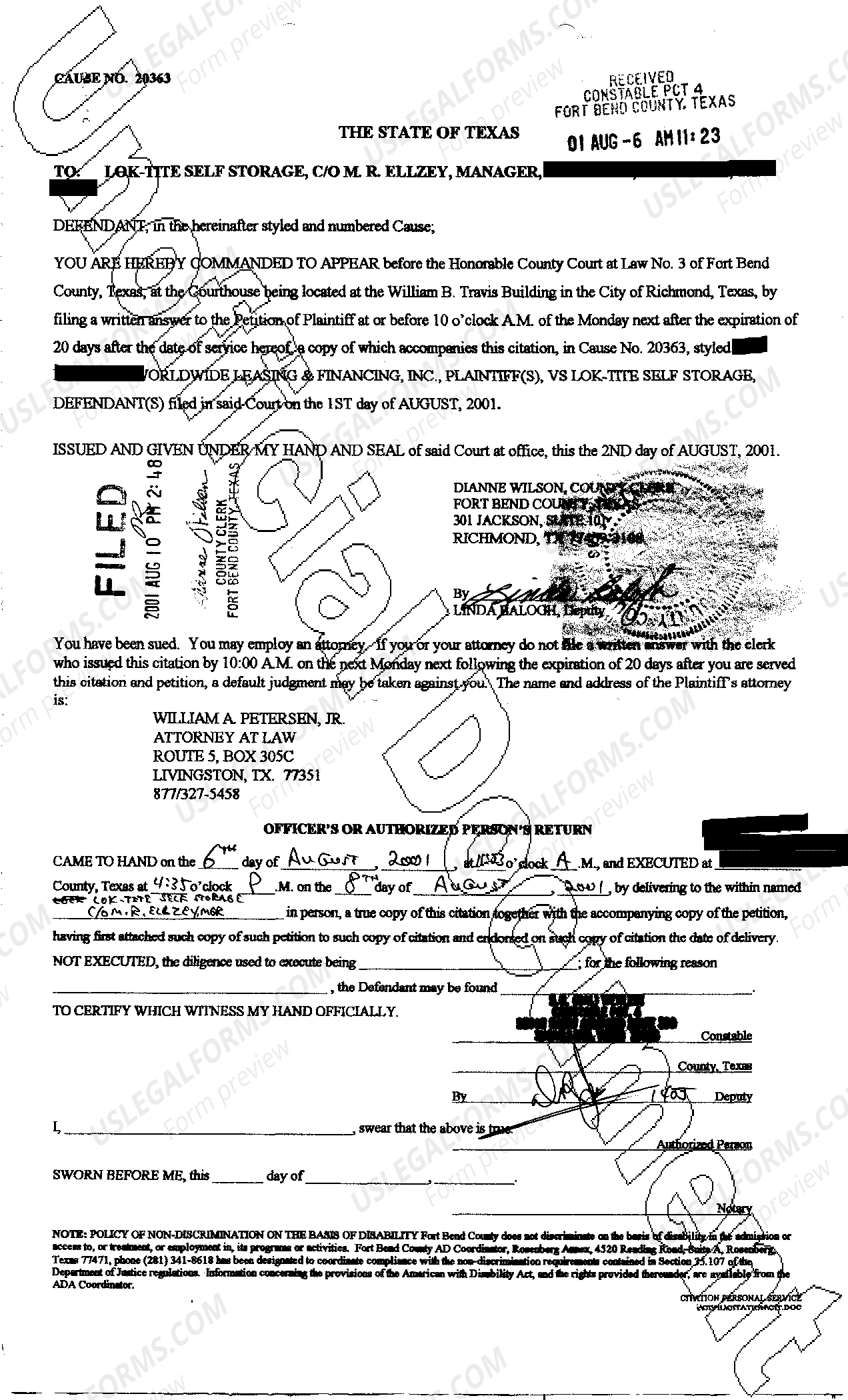 Texas Citation US Legal Forms