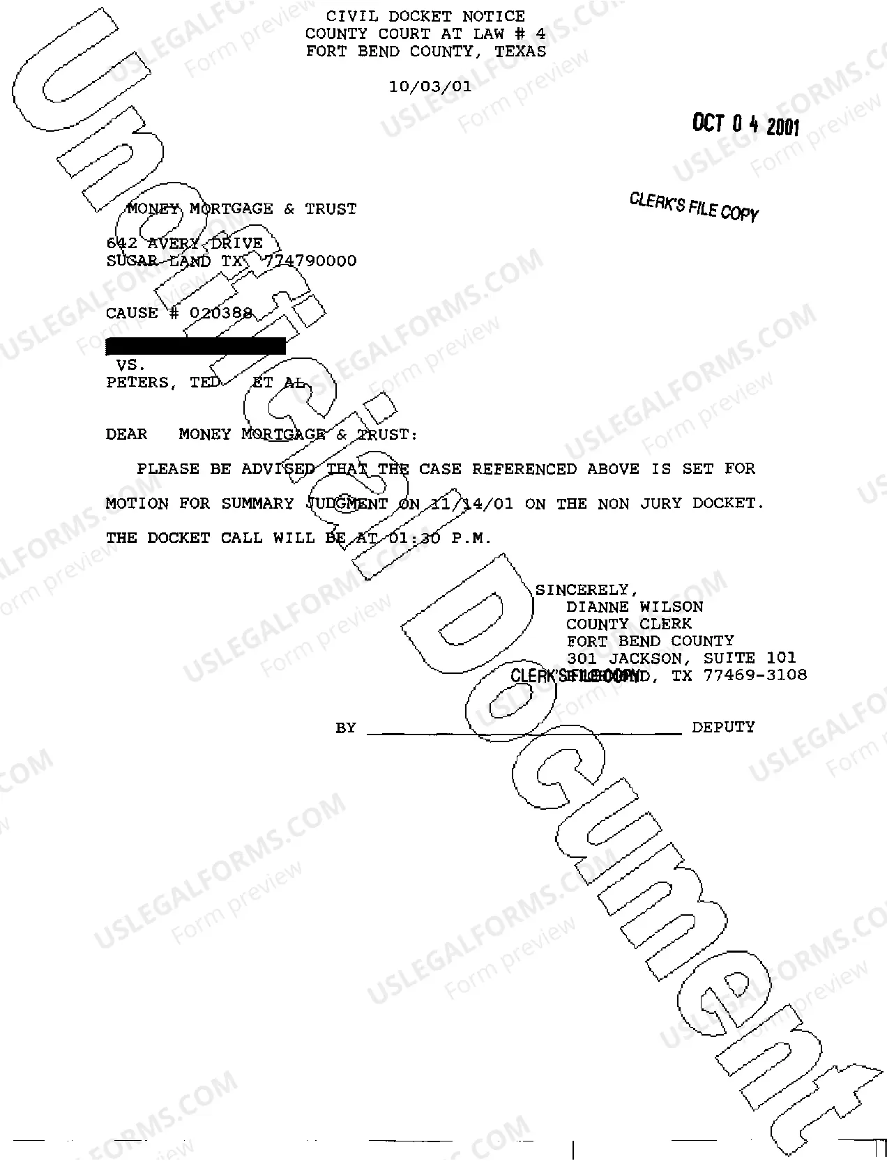 Preview A09 Civil Docket Notice