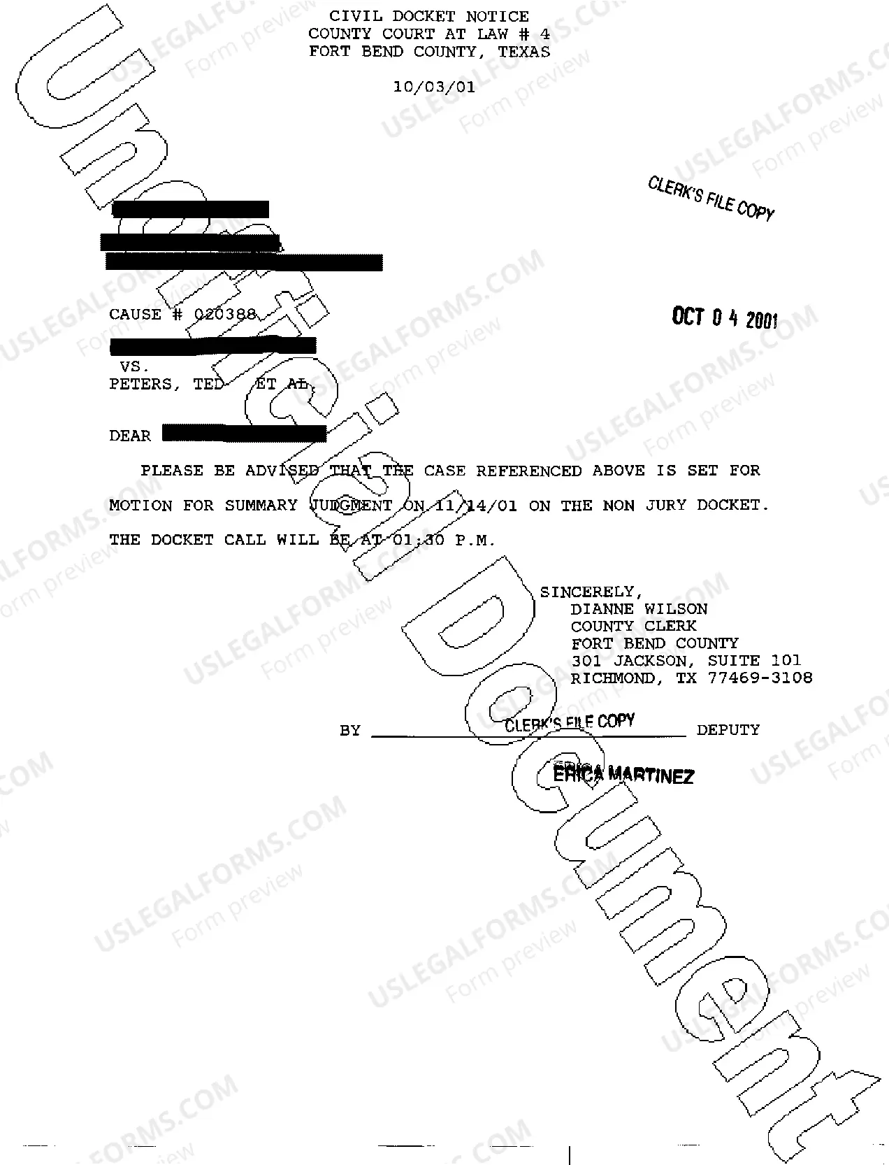 Preview A09 Civil Docket Notice