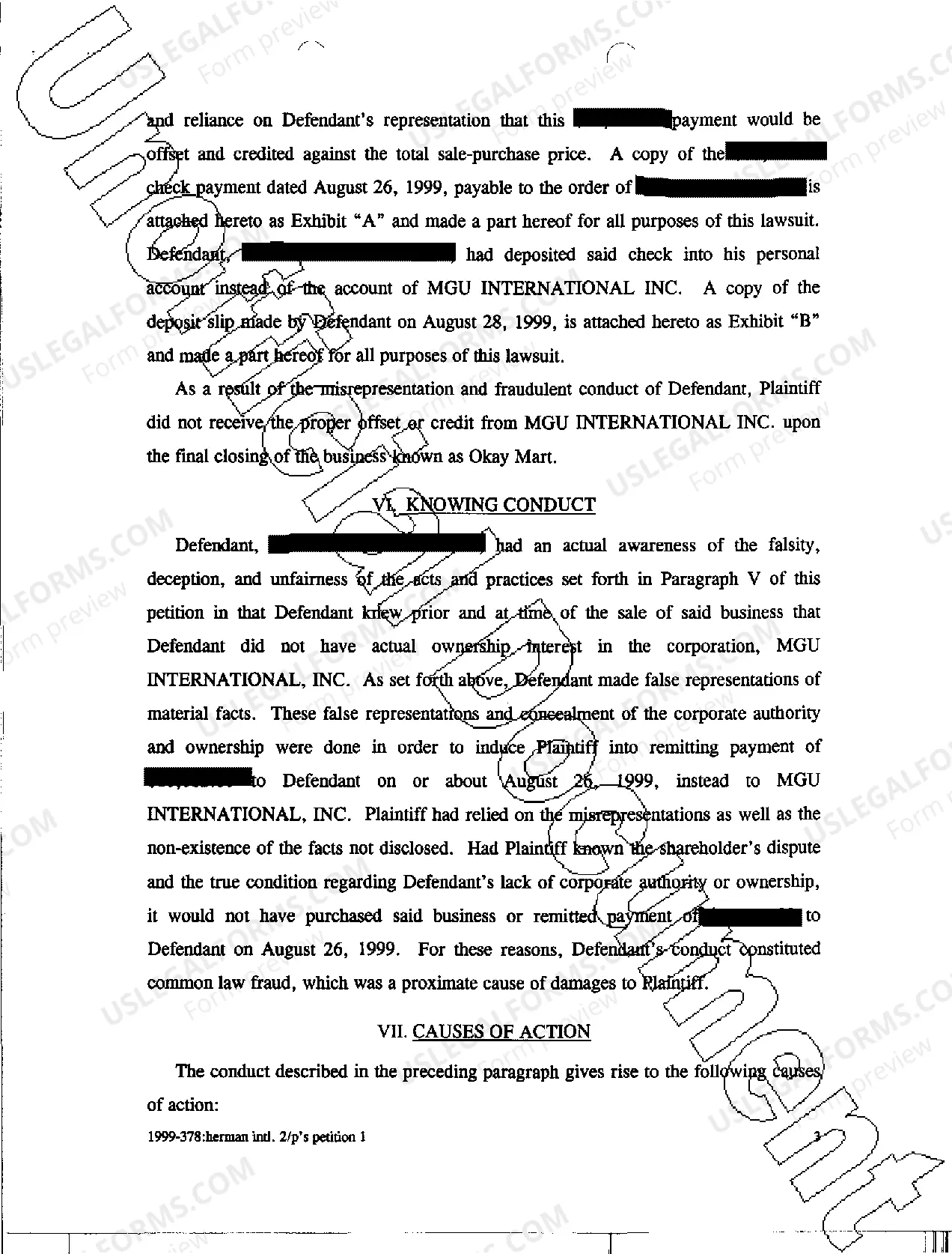 Preview A01 Plaintiff's Original Petition