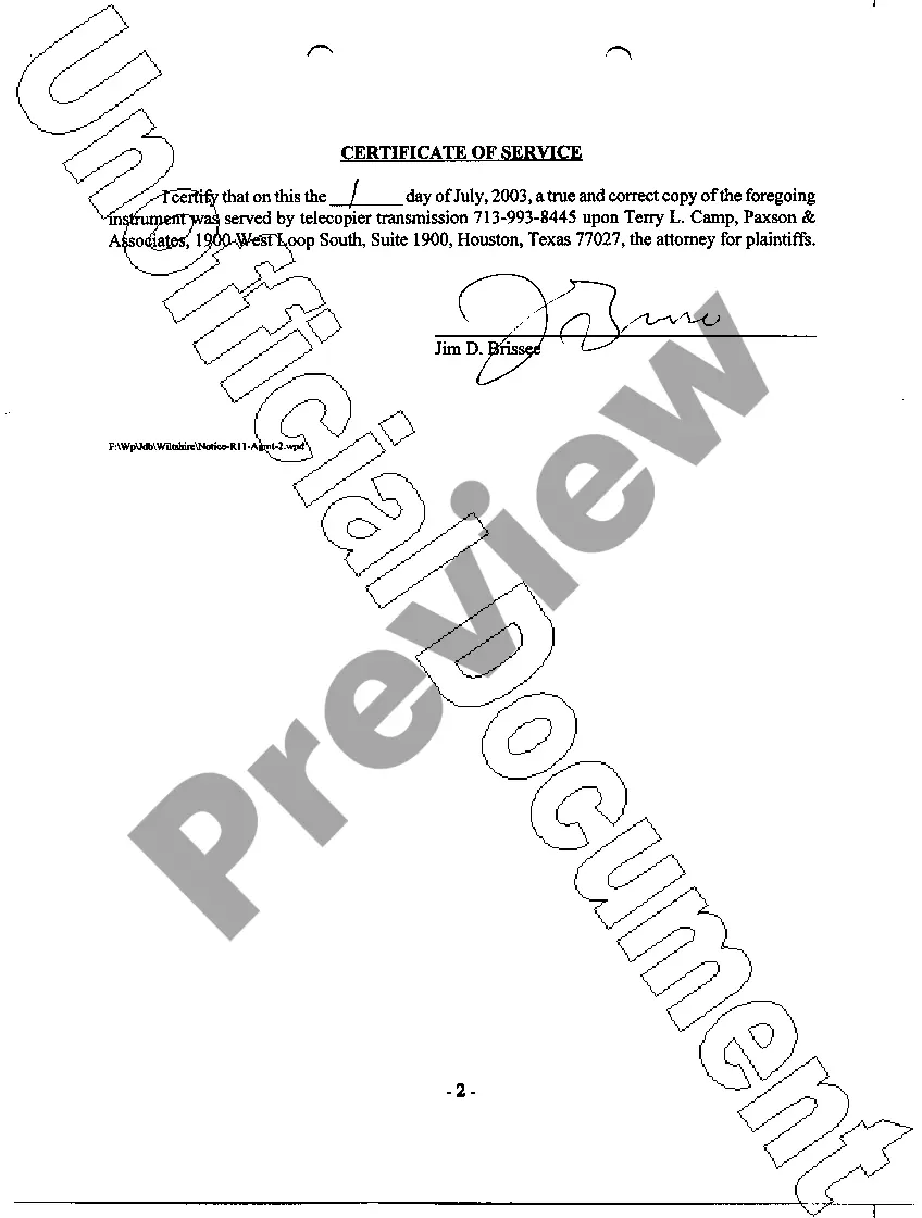 Get A51 Notice of Filing of Rule 11 Agreement Preview A51 Notice of Filing of Rule 11 Agreement