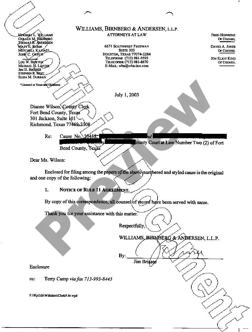 Get A51 Notice of Filing of Rule 11 Agreement Preview A51 Notice of Filing of Rule 11 Agreement