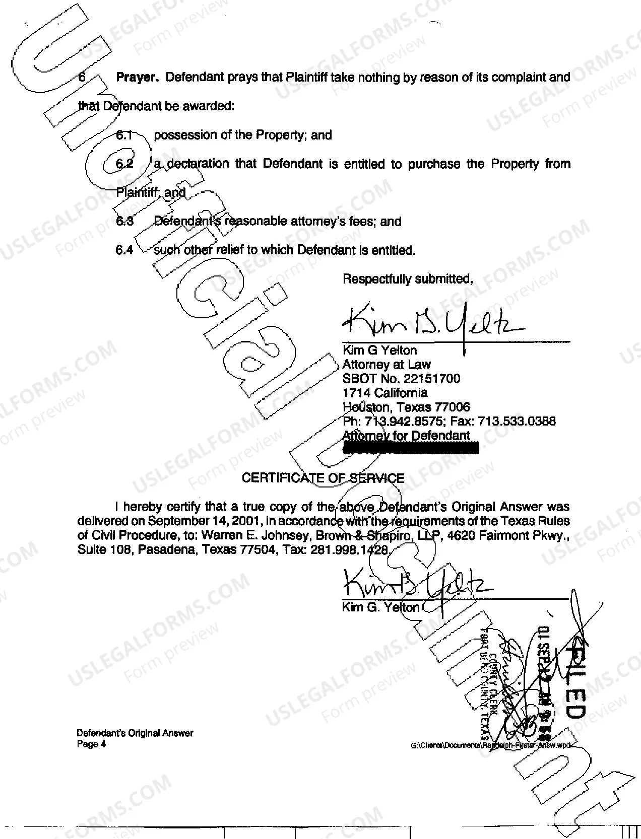 Preview A03 Defendant's Original Answer