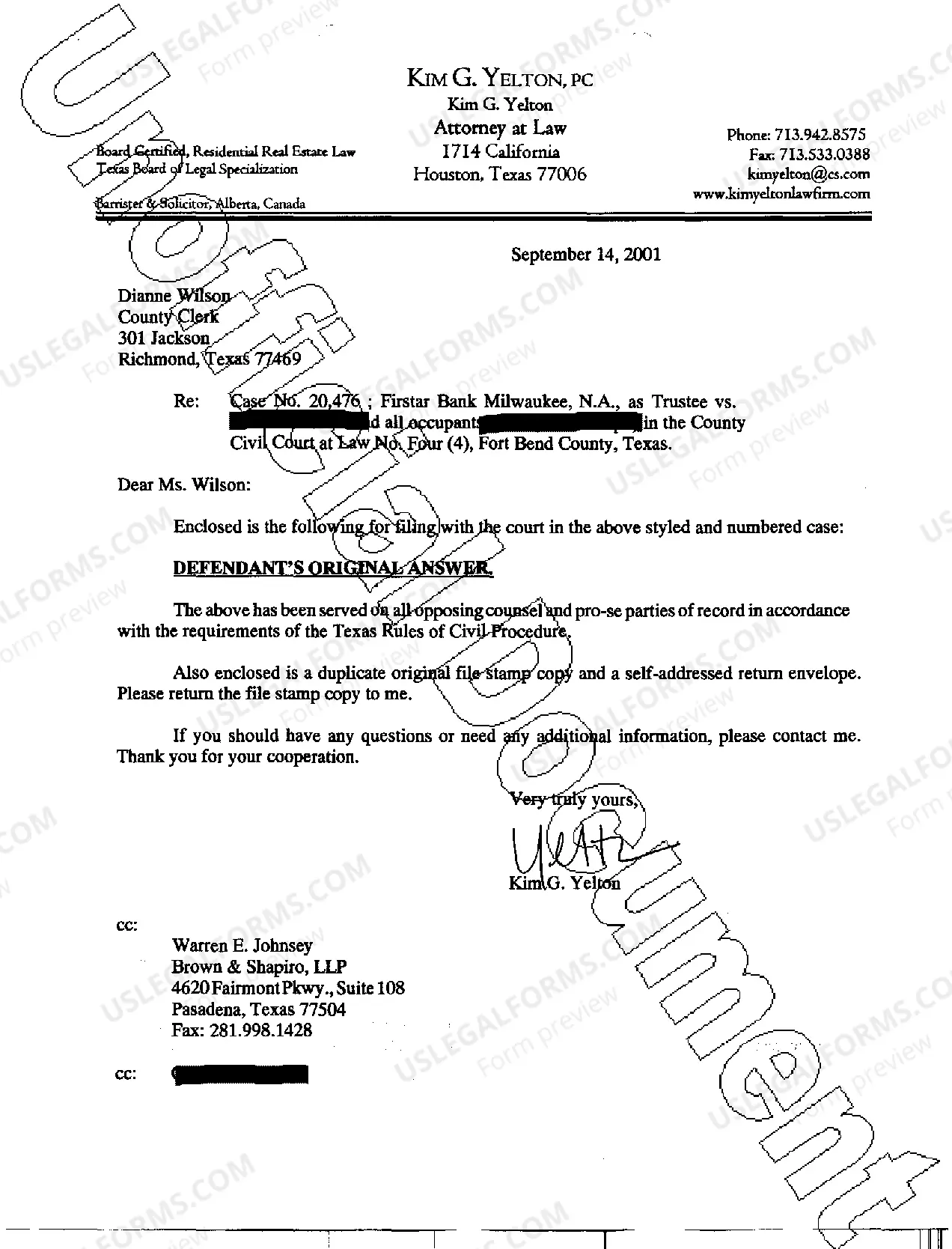 Preview A03 Defendant's Original Answer