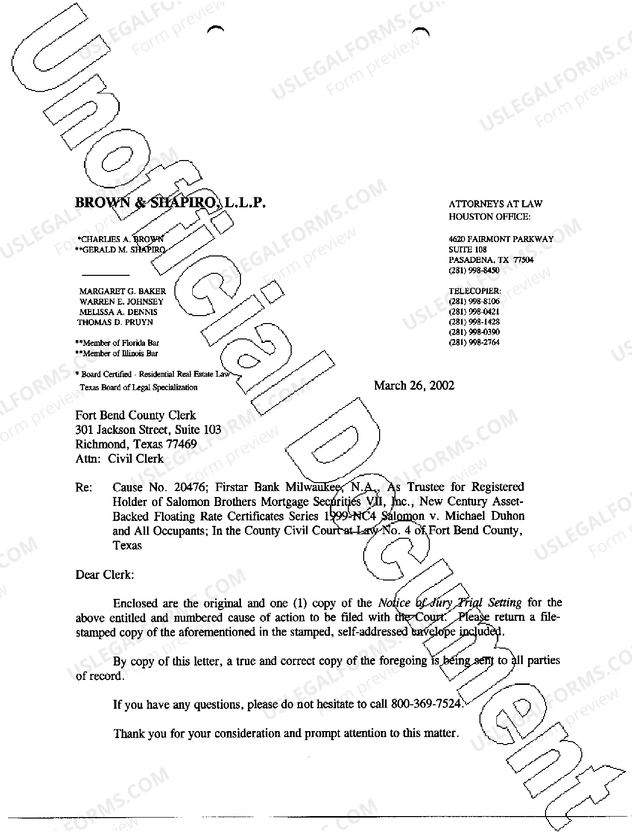 Preview A08 Notice of Jury Trial Setting