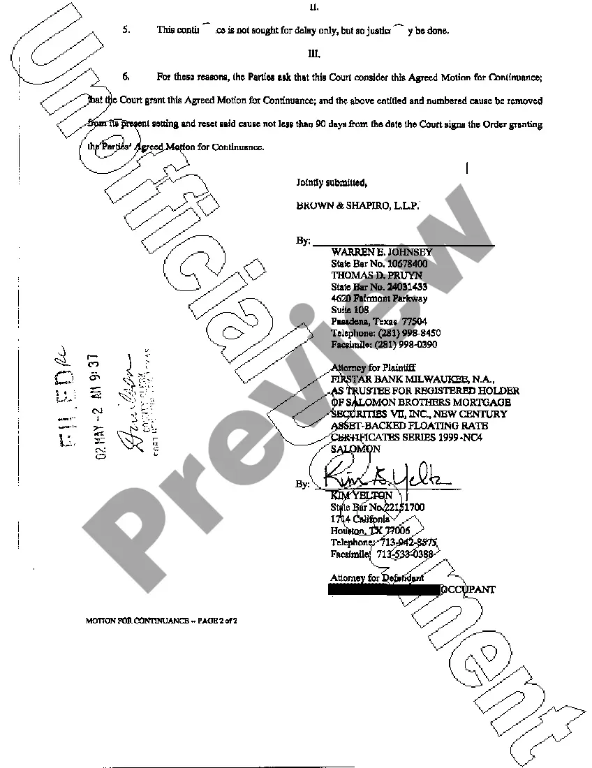 Preview A09 Agreed Motion for Continuance