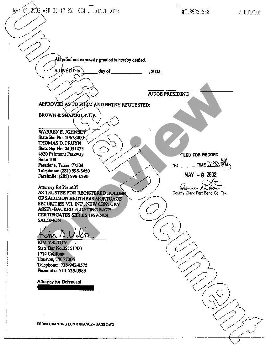 Get A10 Order Granting Continuance Preview A10 Order Granting Continuance