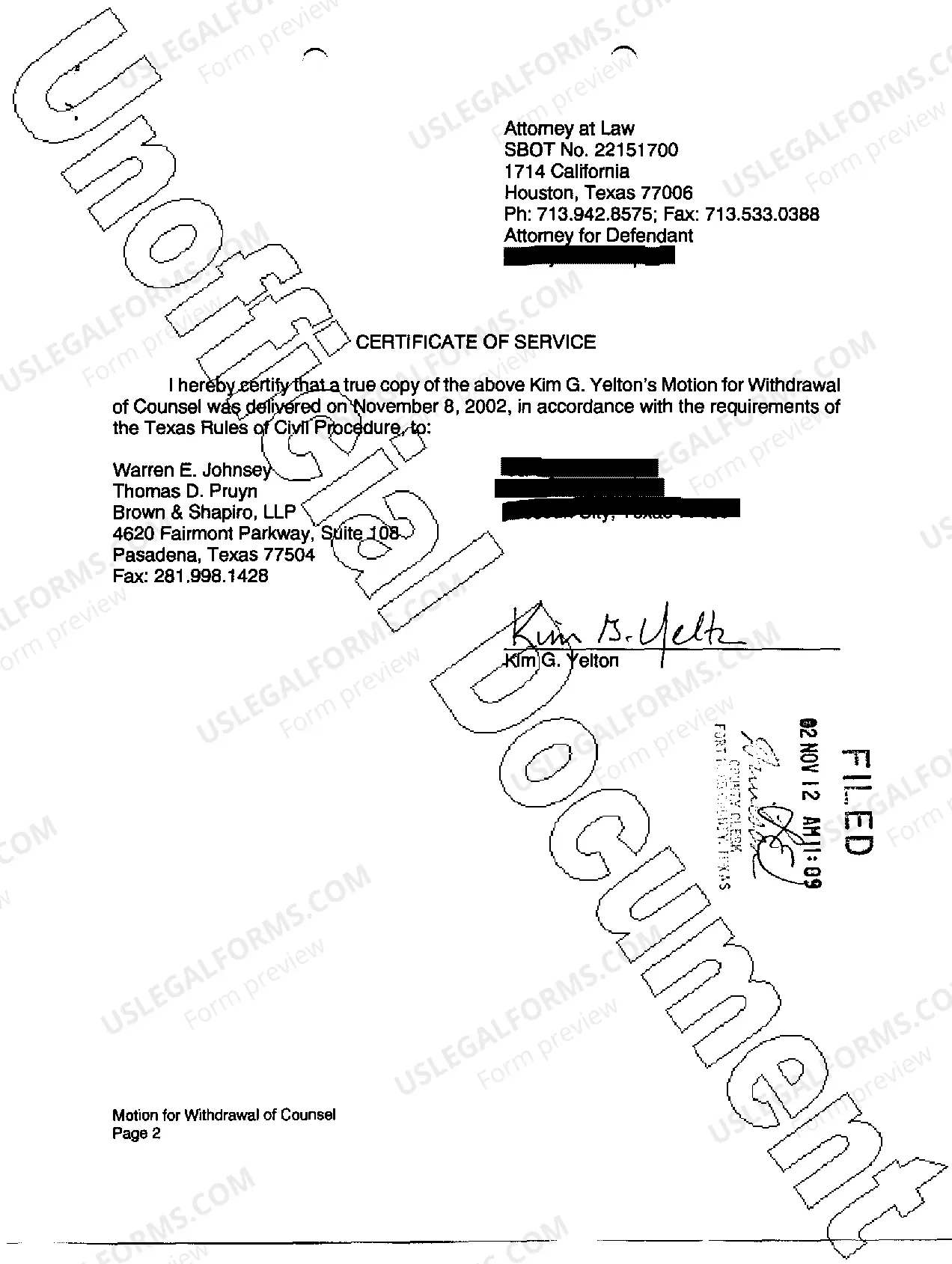 Preview A14 Motion for Withdrawal of Counsel