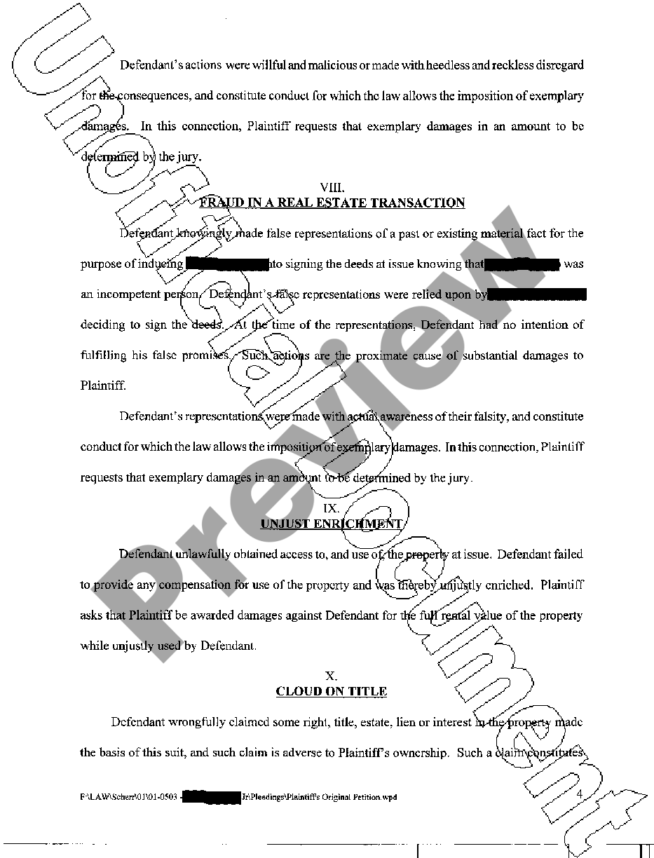 Texas Plaintiff's Original Petition | US Legal Forms