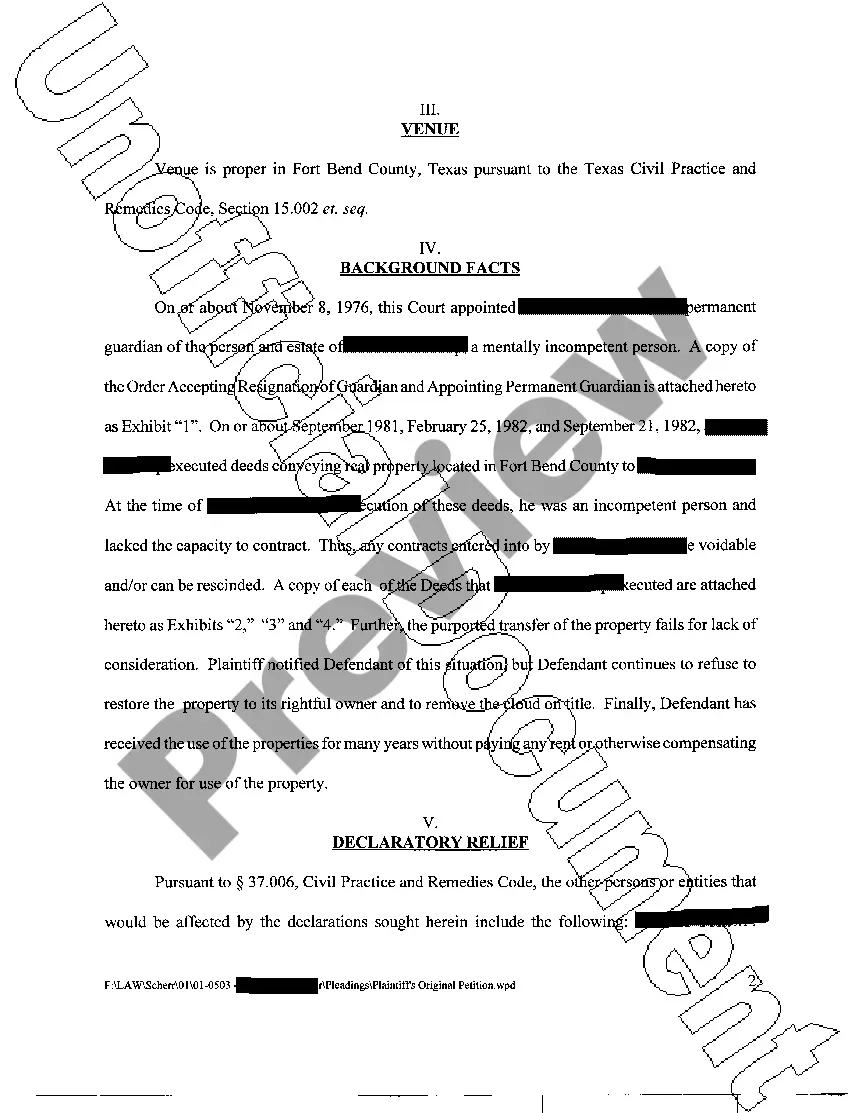 Preview A01 Plaintiff's Original Petition